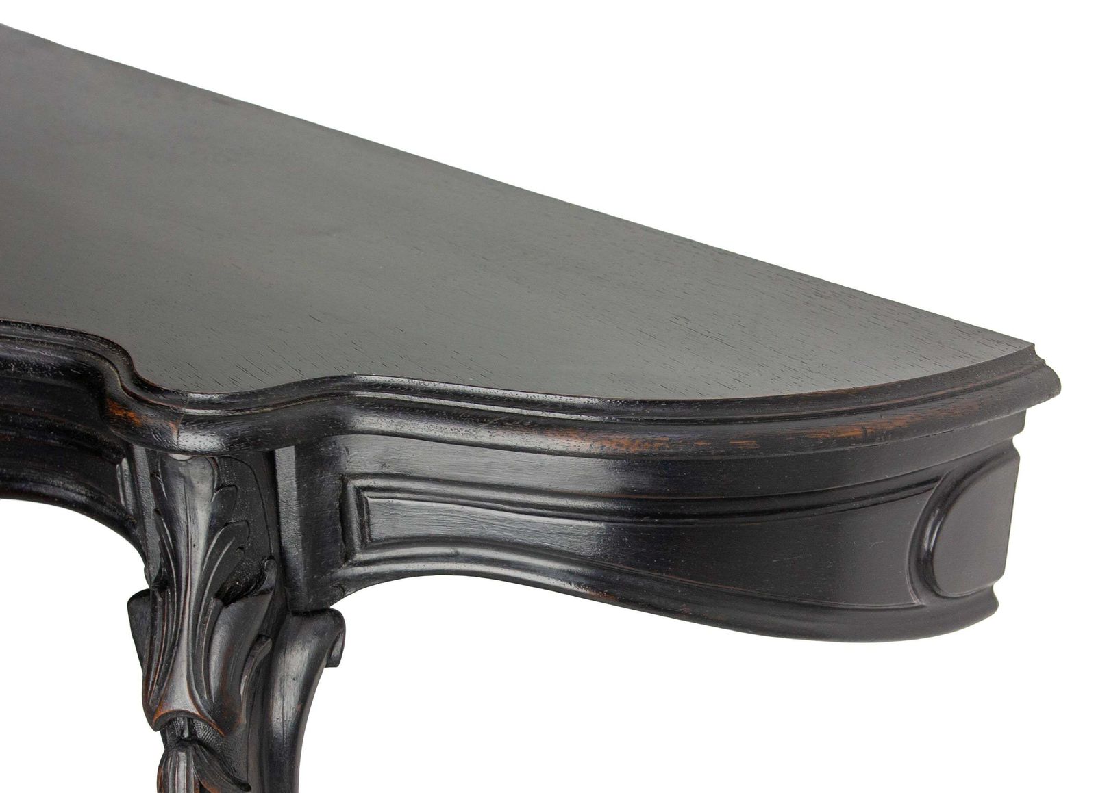 Antique French Black Patinated Wood Wall Mounted Entry Hall Console Circa 1880 photo vintage