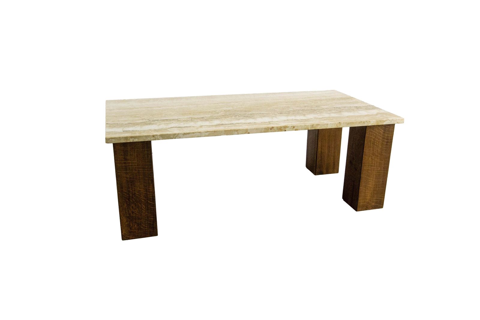 French Travertine & Oak Coffee Table Mid Century Modern, Circa 1960 photo furniture