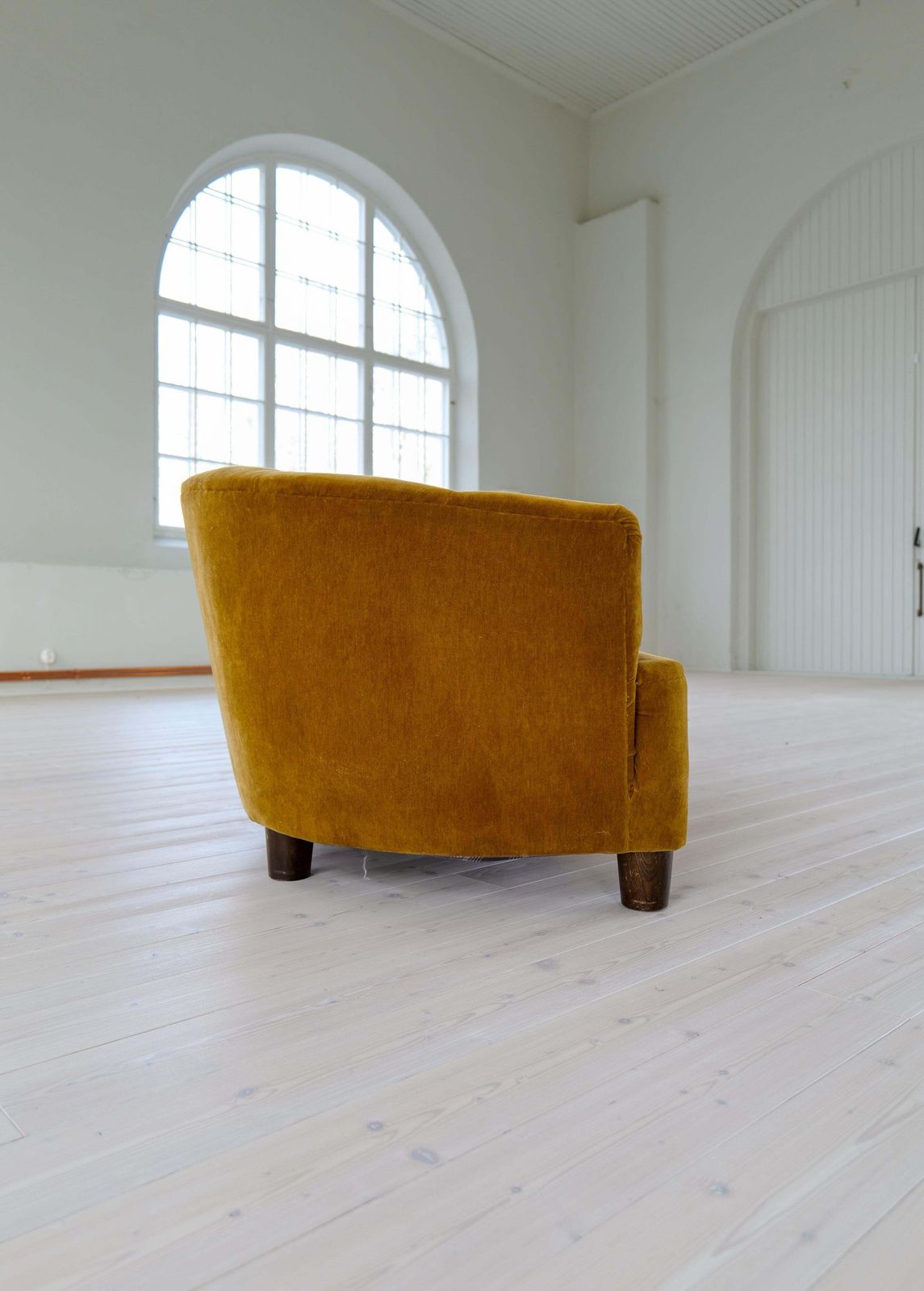 Furniture Swedish Art Deco Velvet Sofa Curved Design, 1940s photo