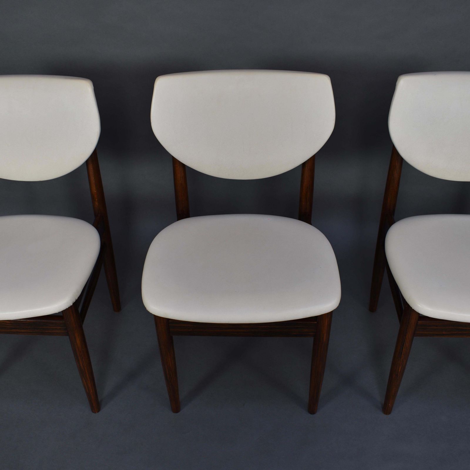Set Of Four Scandinavian Wenge Dining Chairs, Faux Leather, 1960s photo vintage