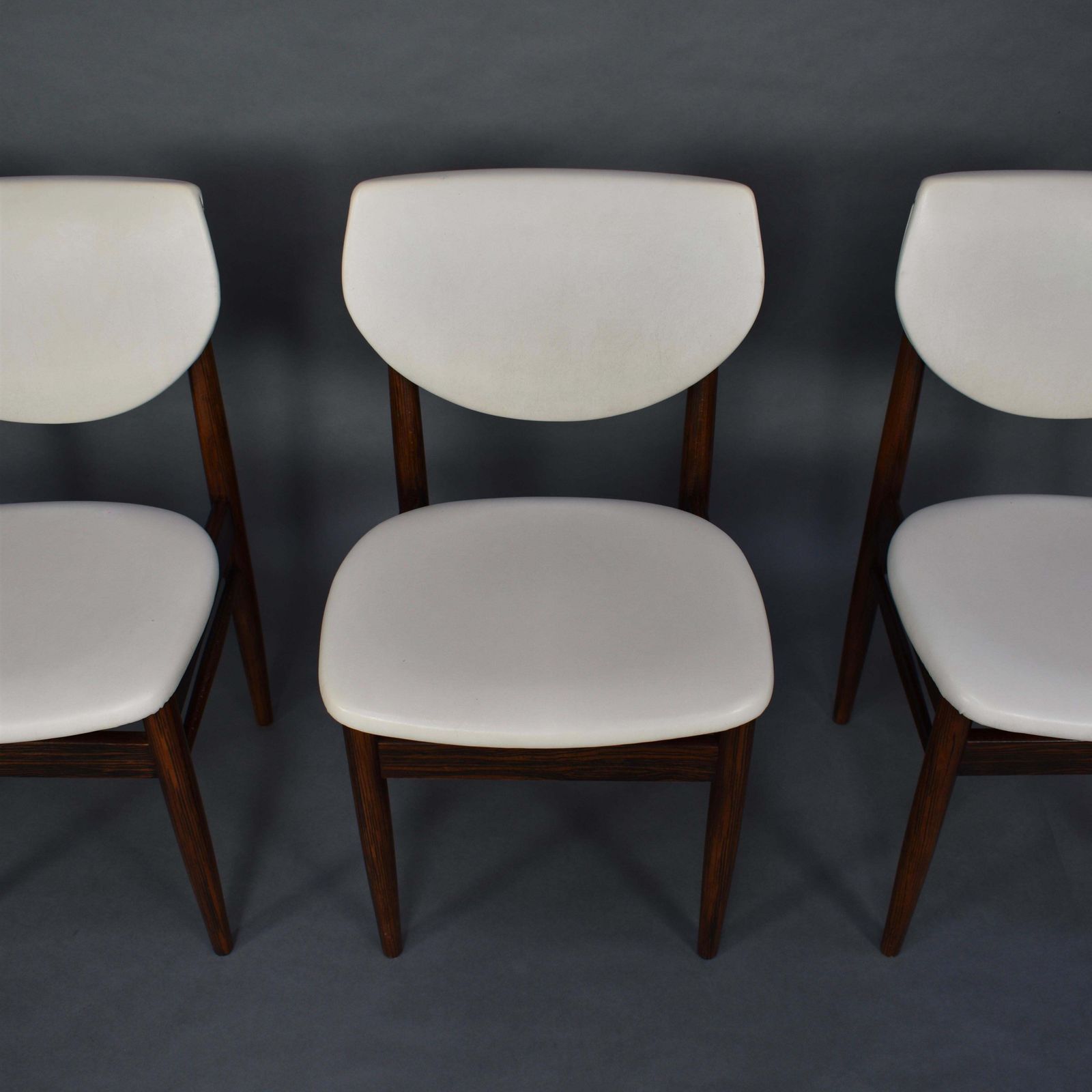 photo furniture Set Of Four Scandinavian Wenge Dining Chairs, Faux Leather, 1960s