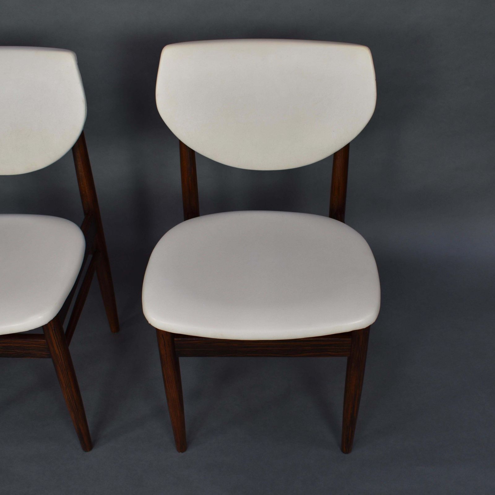 photo for sale Set Of Four Scandinavian Wenge Dining Chairs, Faux Leather, 1960s