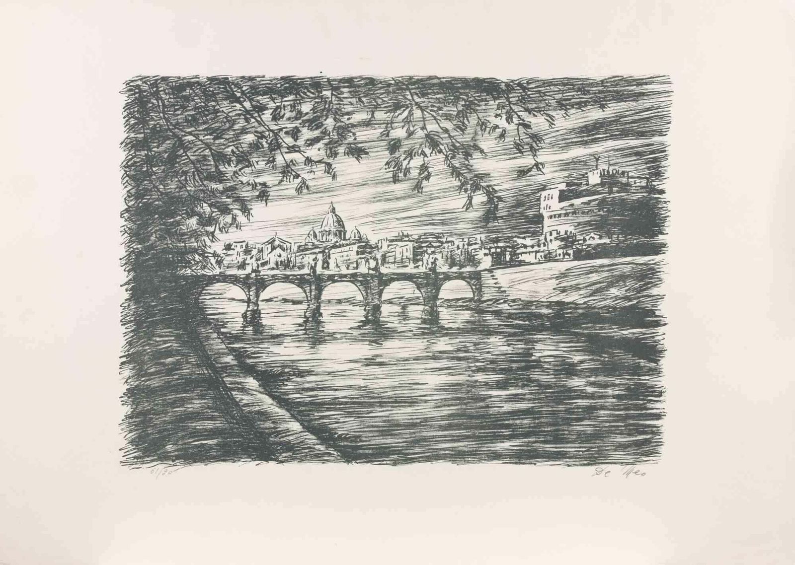 Michele De Meoview Of Rome   Lithograph By Michele De Meo   1990s1990s