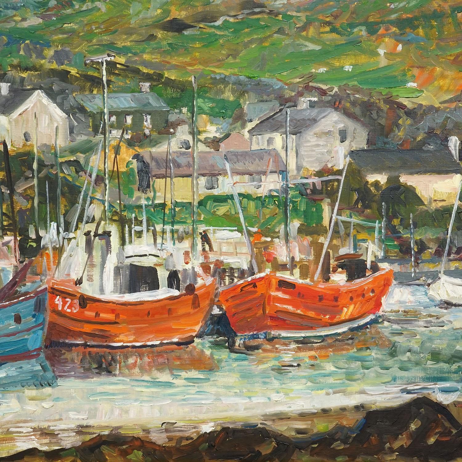 Alexander Michael Oil Painting –  Fishing Boats In Ireland, 1976 photo 583.0