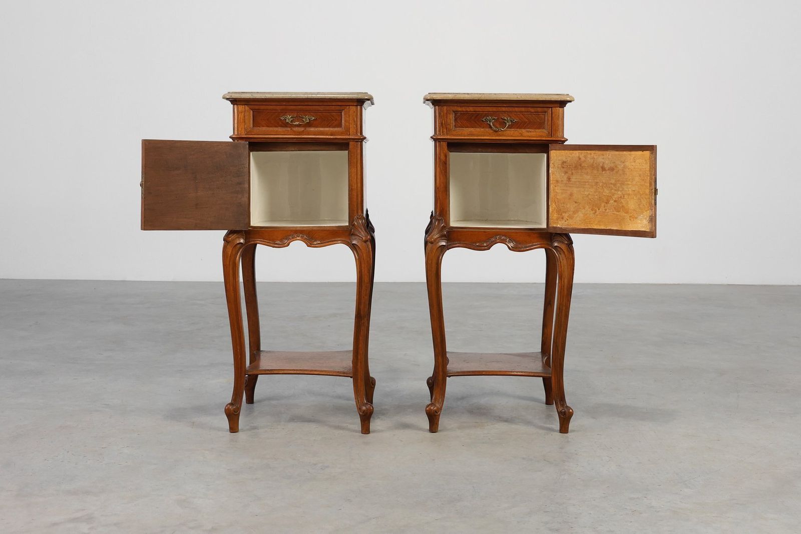 Louis XV Nightstands With Marble Tops, France, 1900s, Set Of 2 photo 2328.0
