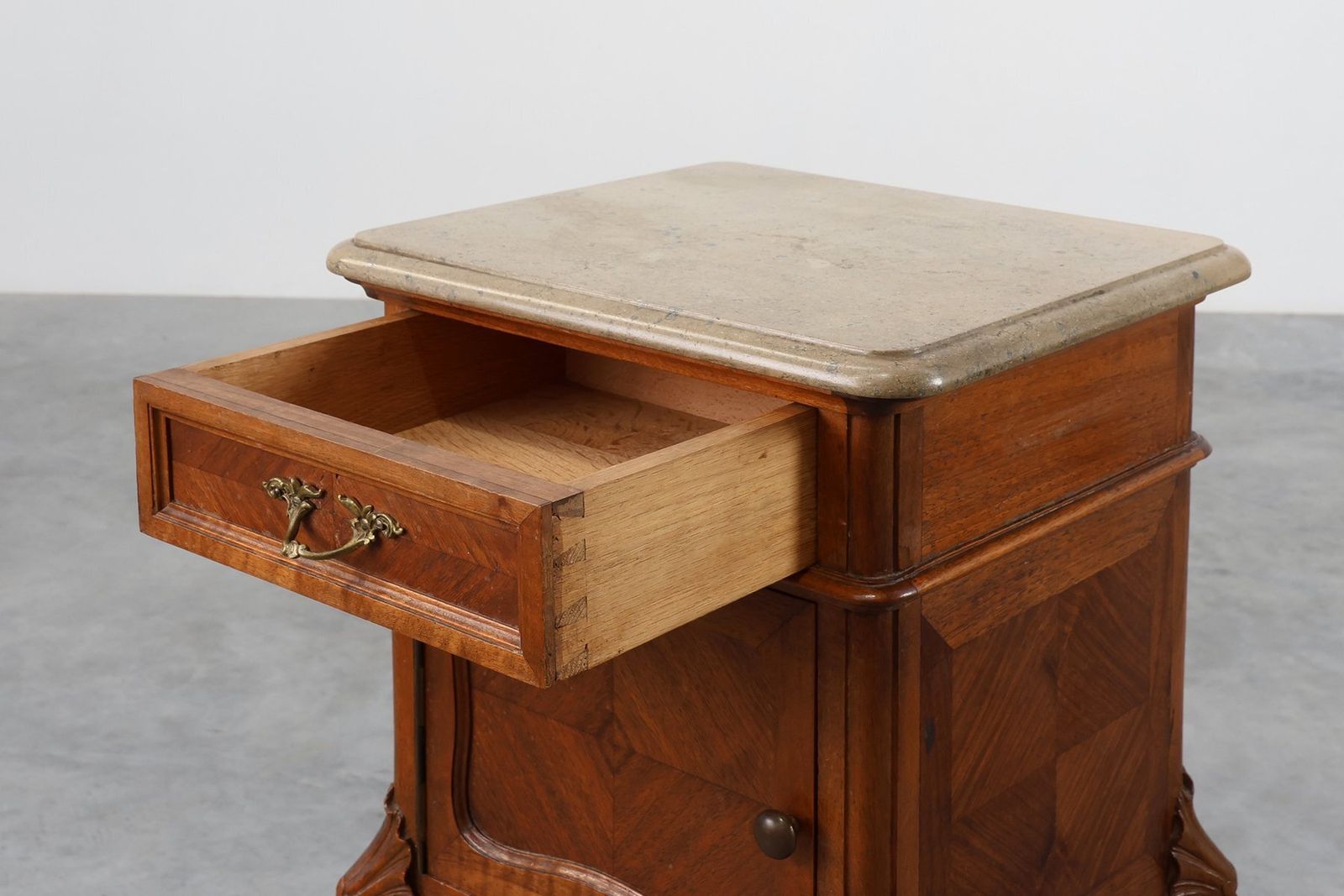 photo for sale Louis XV Nightstands With Marble Tops, France, 1900s, Set Of 2