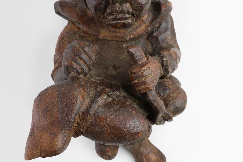 Hand Carved Oak Wall Figure Of A Woman, France, 1850s photo vintage