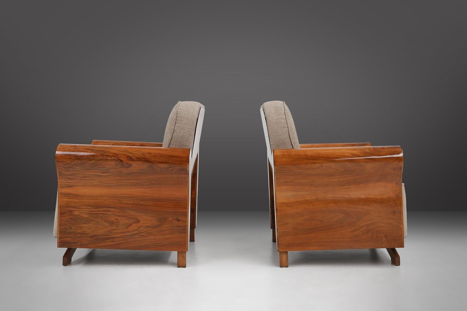 Art Deco Armchairs In Walnut Veneer, France, 1930s, Set Of 2 photo for sale