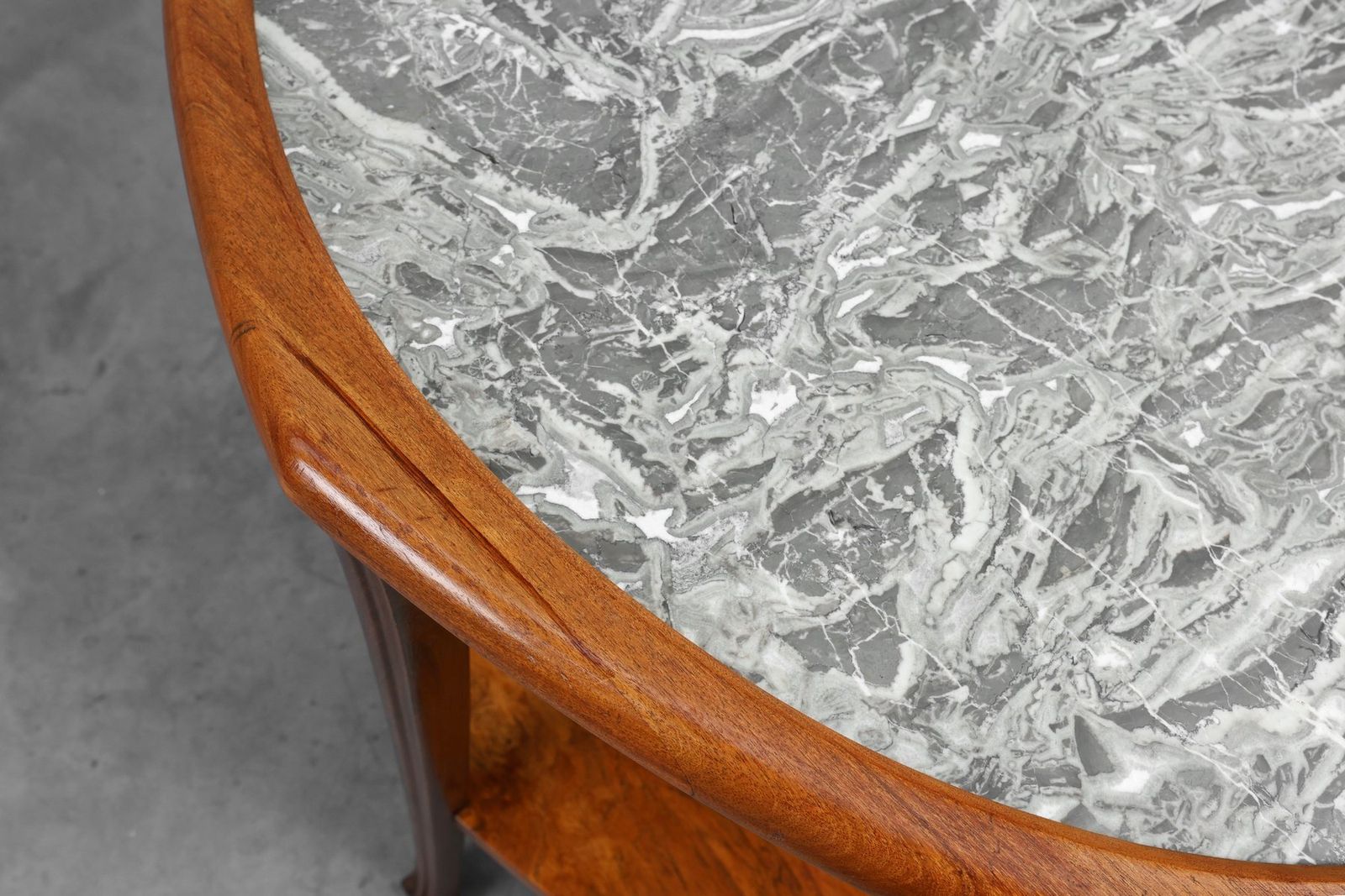 photo furniture Art Nouveau Side Table In Walnut And Marble, France, 1915