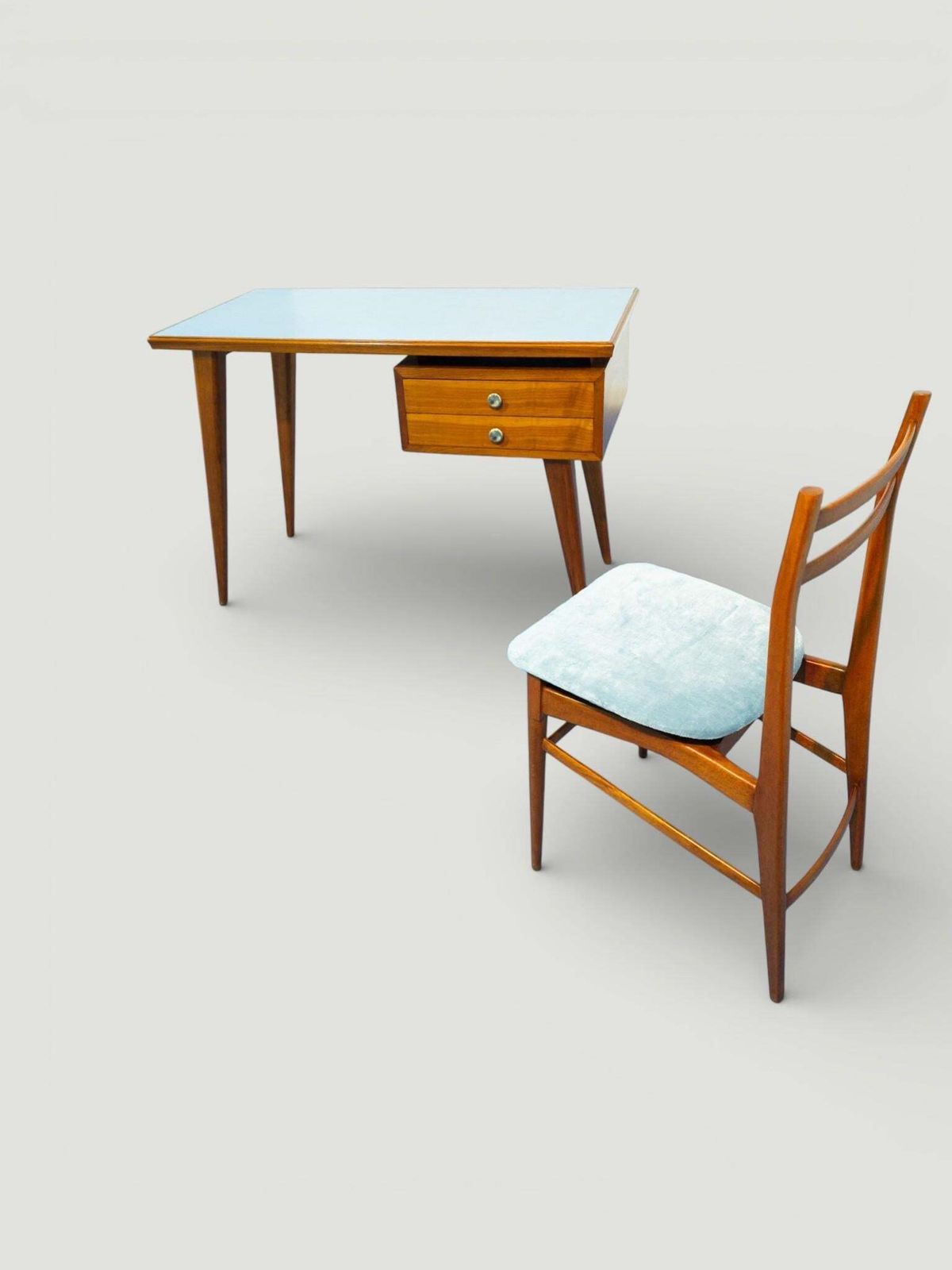 photo vinterior Italian Midcentury Desk And Chair With Suspended Bookcase Giò Ponti Style