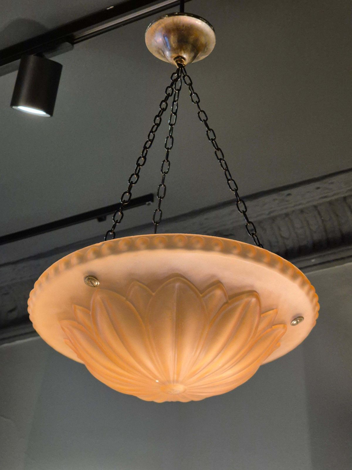 Swedish Grace Classic Pendant, Model "10073" Havanna Glass By Böhlmarks 1920/30s photo furniture