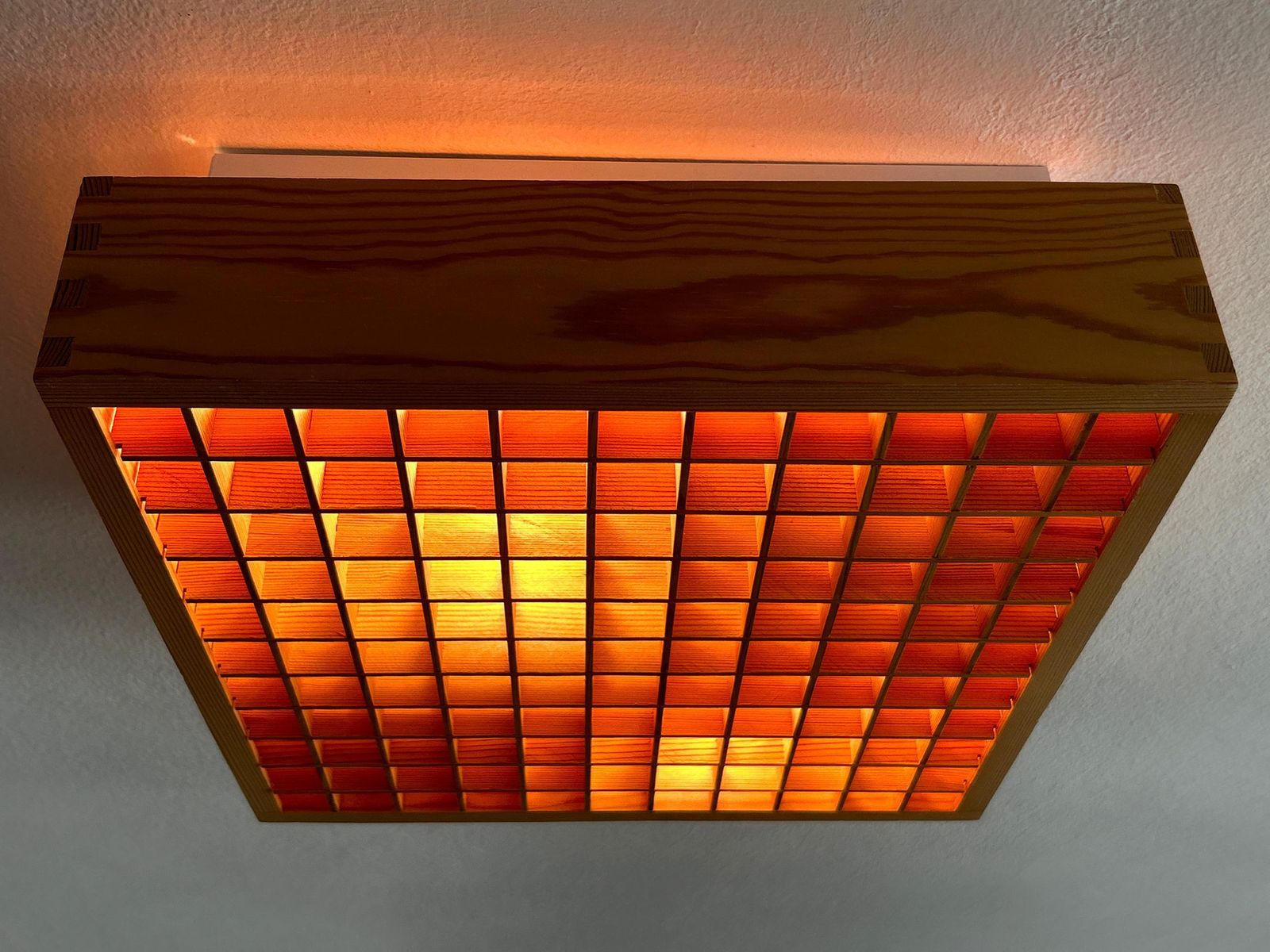 Elegant Mid Century Modern Pine Wood Flush Mount Or Ceiling Lamp Sweden 1970s photo Lighting