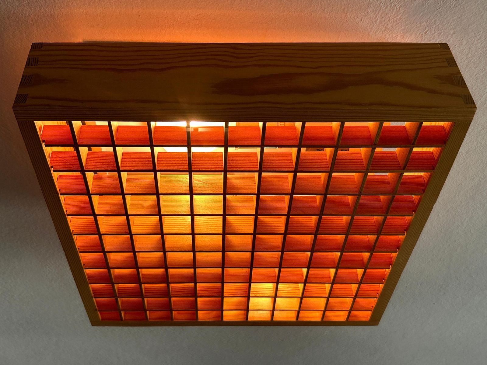 Elegant Mid Century Modern Pine Wood Flush Mount Or Ceiling Lamp Sweden 1970s photo vinterior