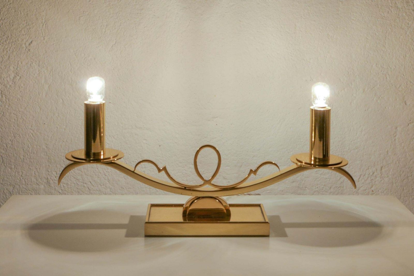 Art Deco Brass Table Lamps In The Style Of Jules Leleu, France, 1930s photo Lighting