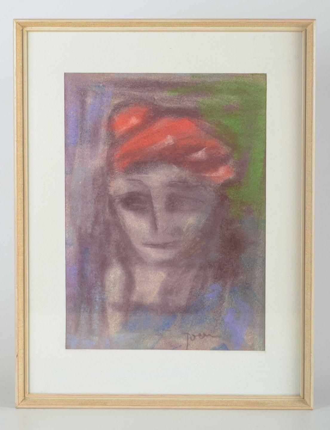 Ivan Jordel, Danish Artist. Crayon On Paper. Portrait, Mid 20th C. photo furniture