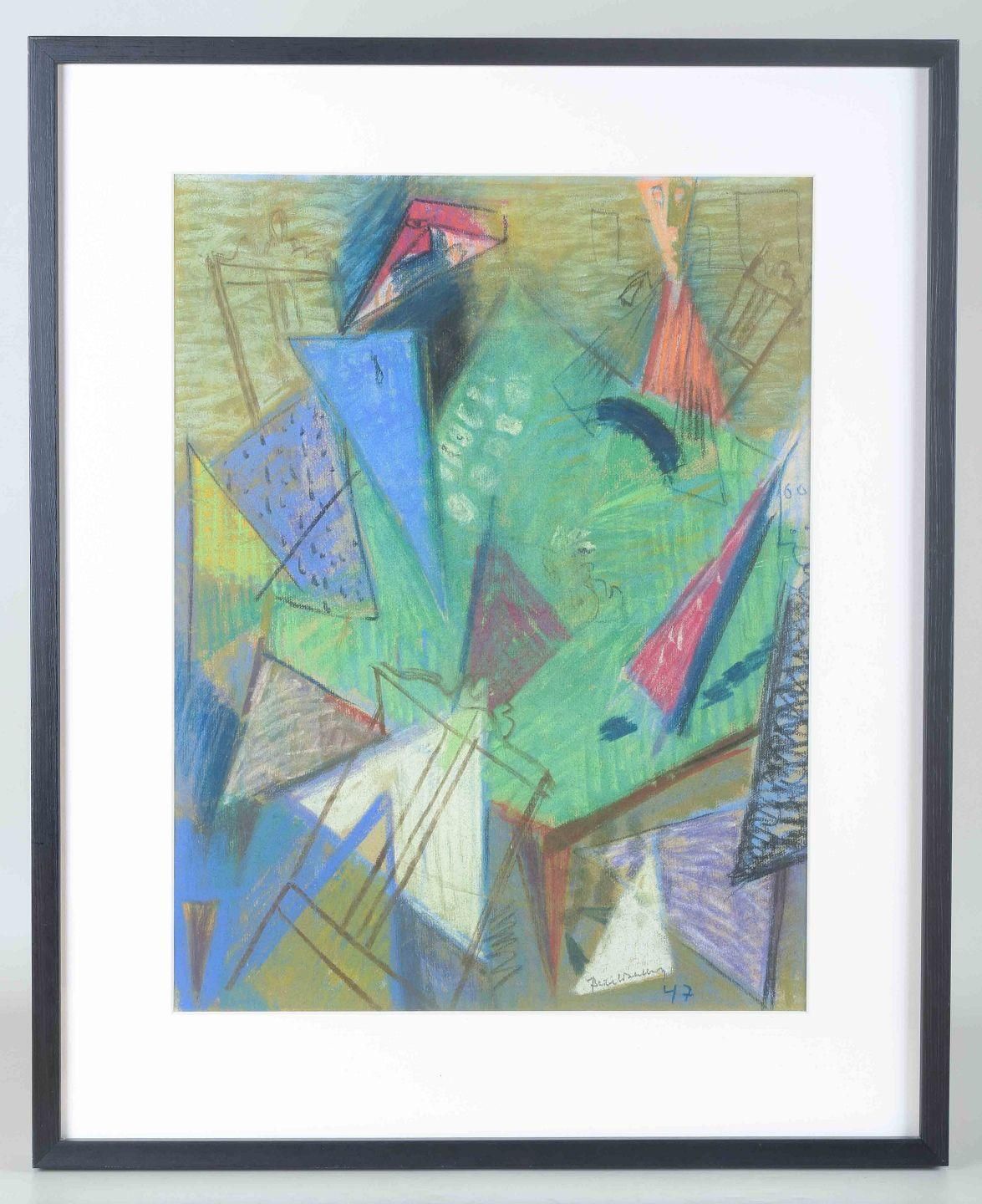 Bertil Wahlberg. Pastel On Paper. Colorful Abstract Composition. 1947 photo furniture