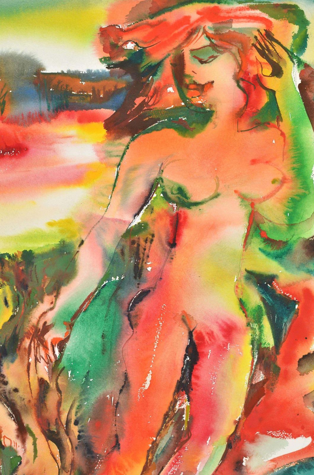 Malda Muizulesummer. Watercolor Painting On Paper, 1971, 56x75 Cm, Signed1971 photo Art