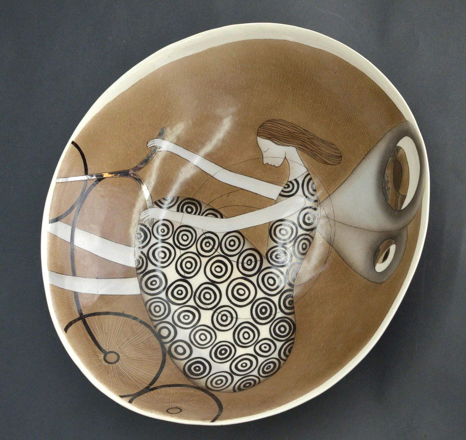 Inese Margevica The Bicycle Fey. Handmade Stoneware Bowl. H 7.5 Cm; D 36 Cm21st Century photo furniture