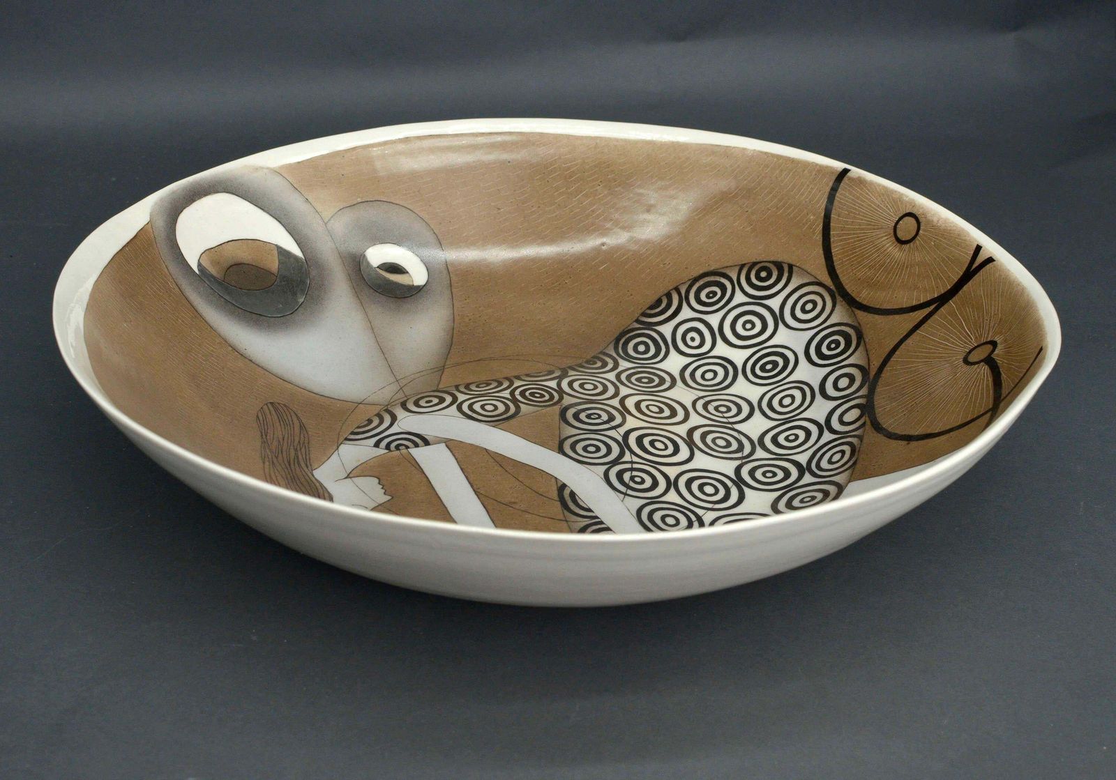 Inese Margevica The Bicycle Fey. Handmade Stoneware Bowl. H 7.5 Cm; D 36 Cm21st Century photo Home Decor