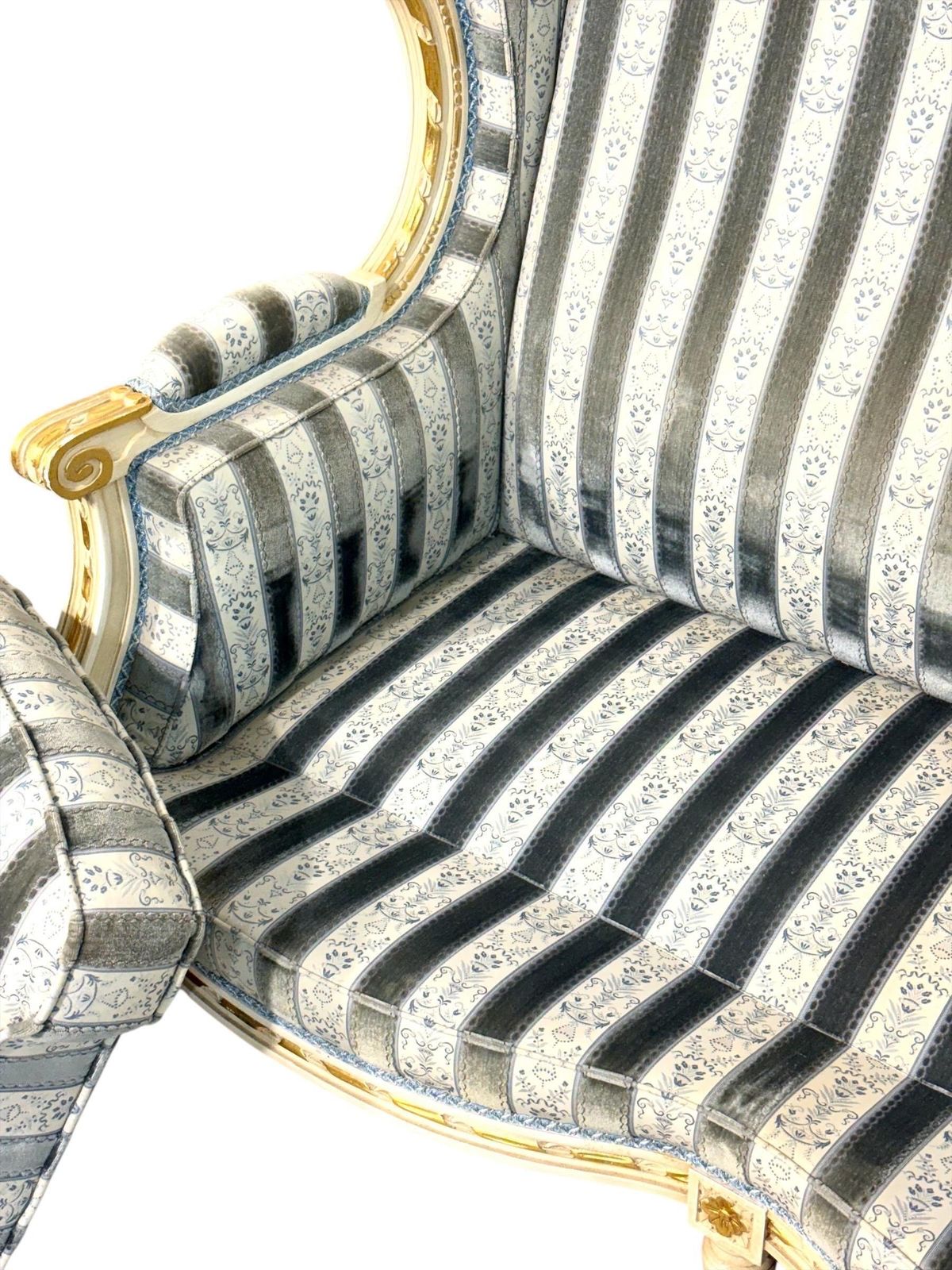 Furniture Early 20th Century French Louis XVI Style Painted And Gilded Two Seat Sofa photo