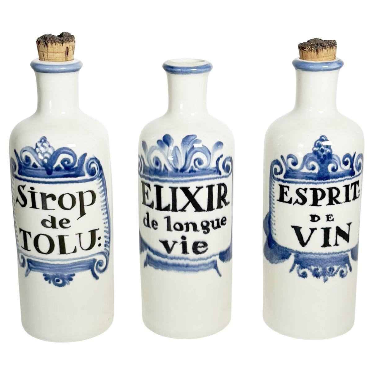 Set Of 3 French Provencial Ceramic Bottles, 1960