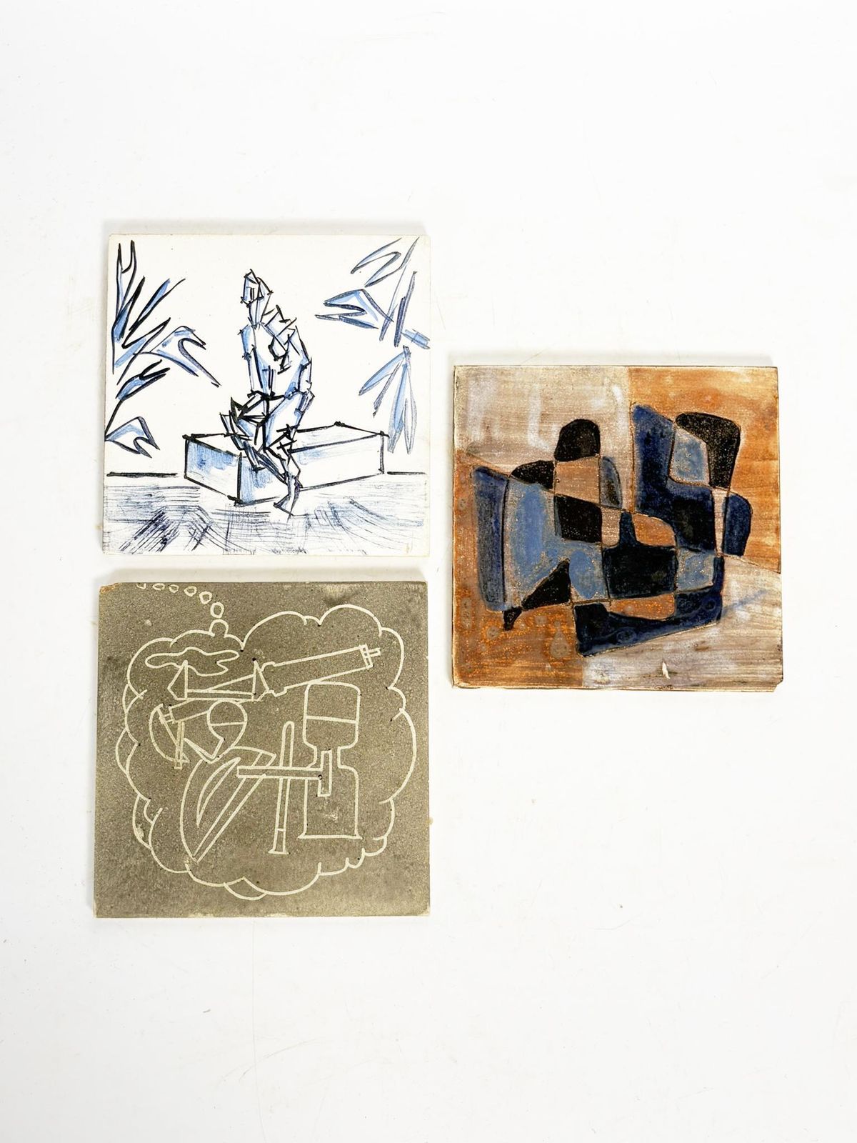 Set Of 3 Ceramic Bottle Coasters, France, 1960 photo furniture