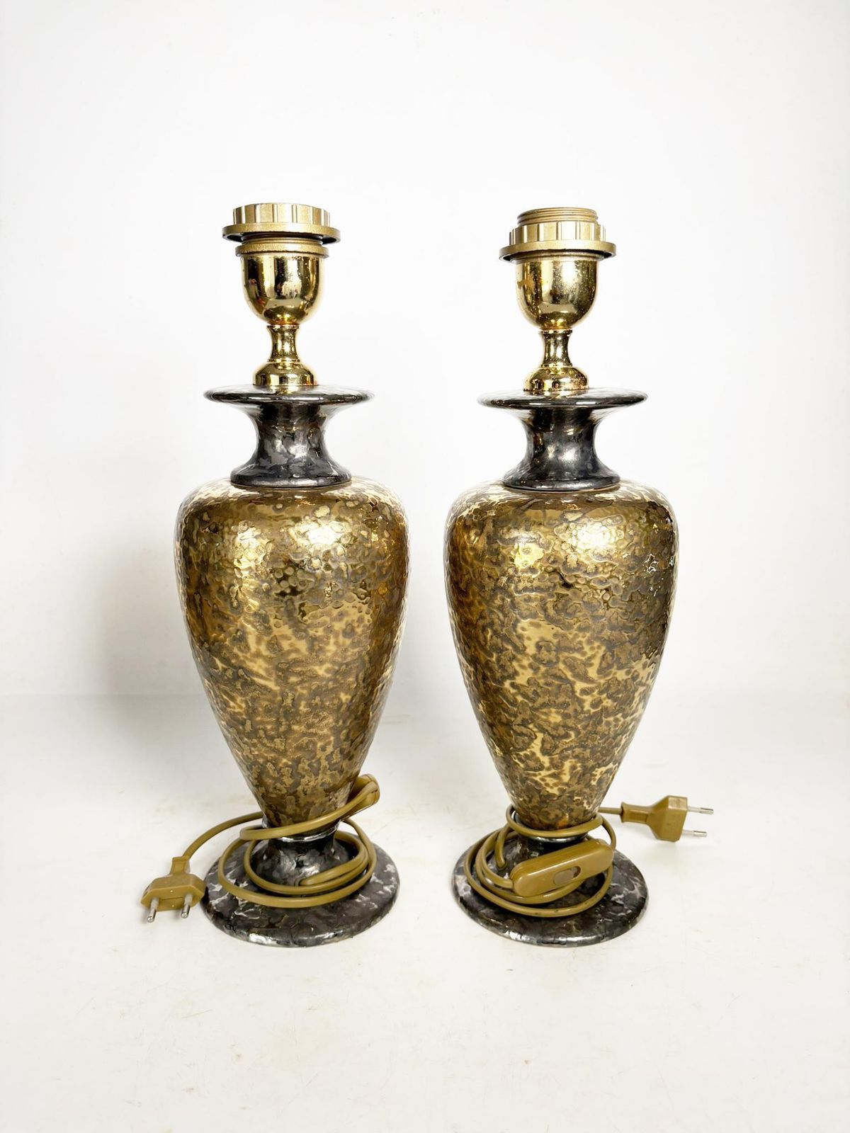 Pair Of Gilded Metal Lamps, France, 1980 photo for sale