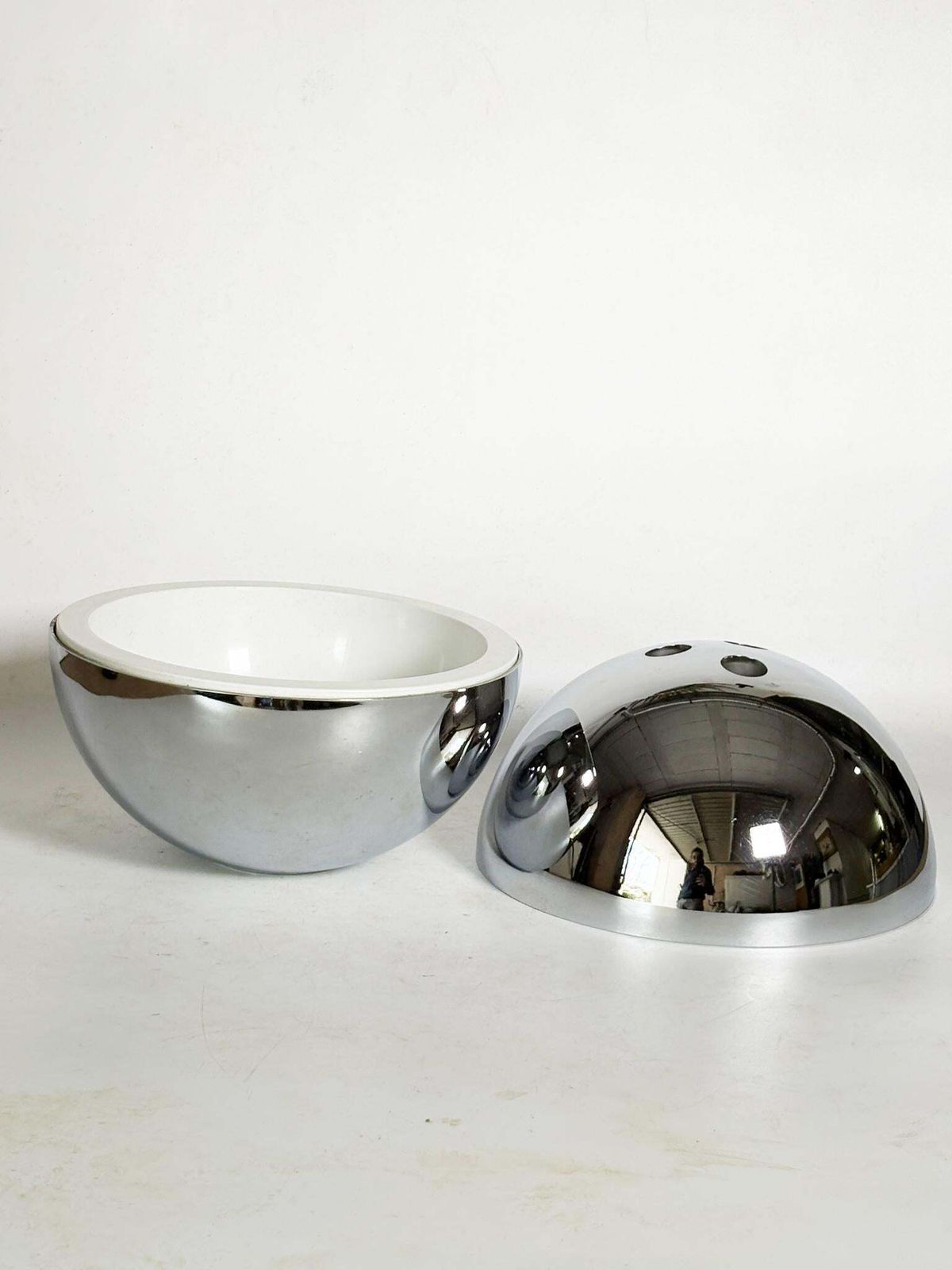 Ice Bucket In Chrome In The Shape Of A Bowling Ball, France, 1970 photo vinterior