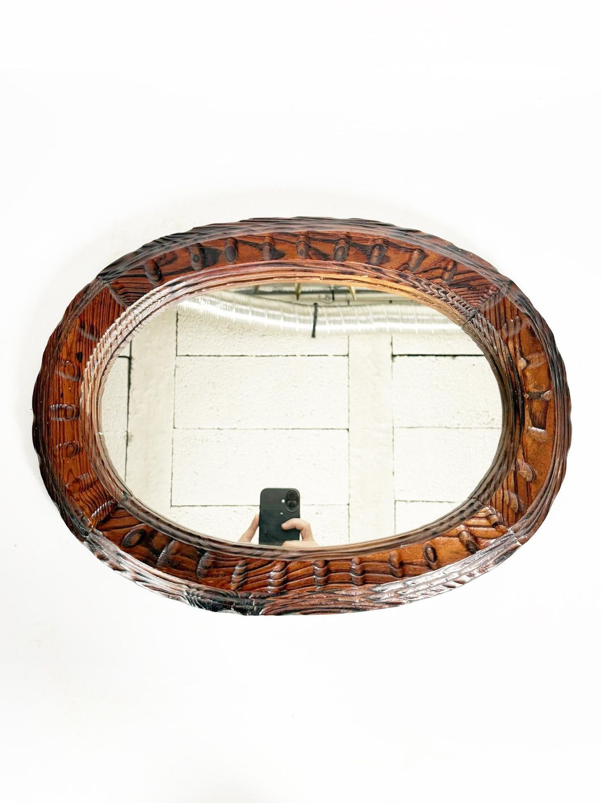 Wooden Chalet Mirror, Dark Brown, France, 1960 photo for sale
