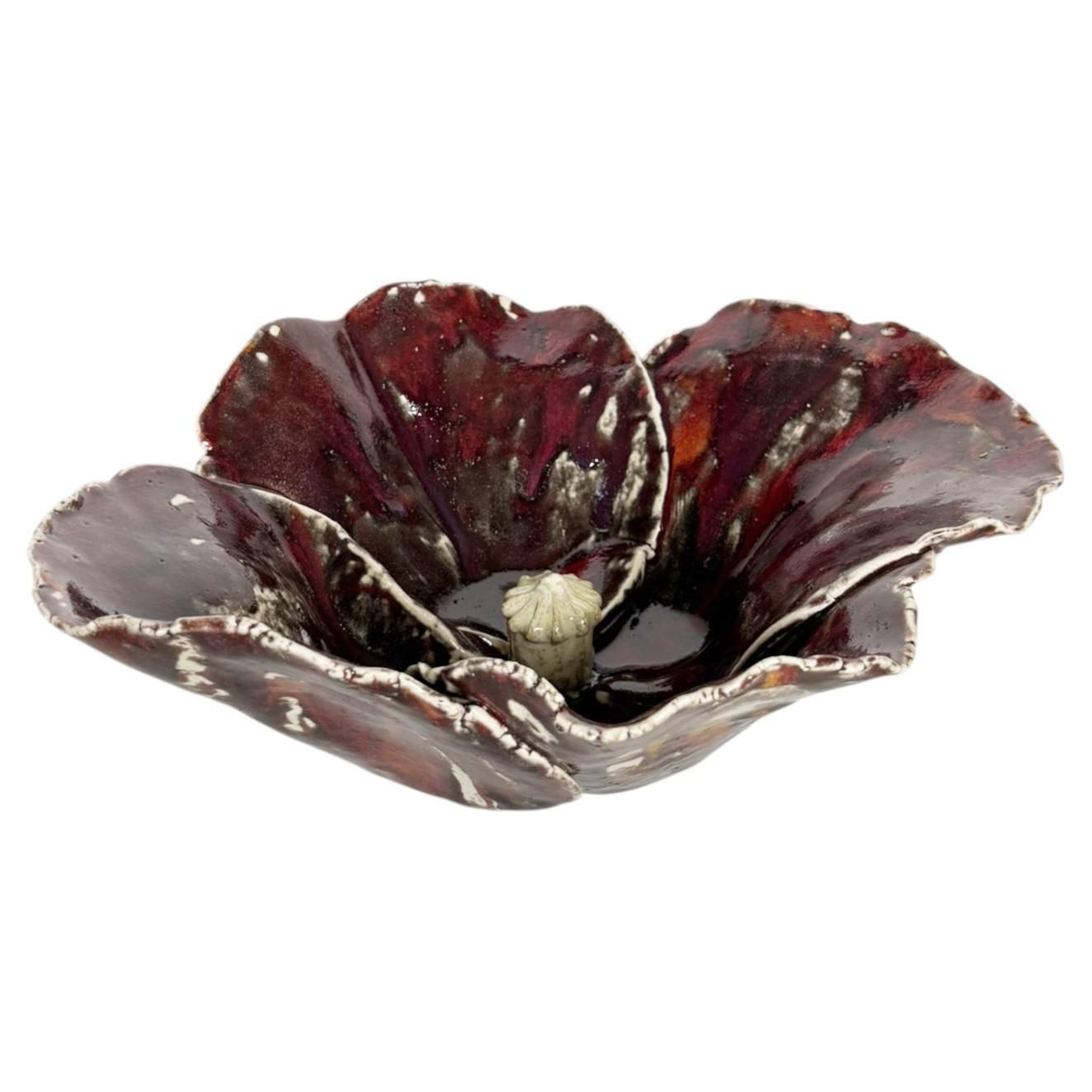 Red Pottery Vase In The Shape Of A Cauliflower, France, 1970