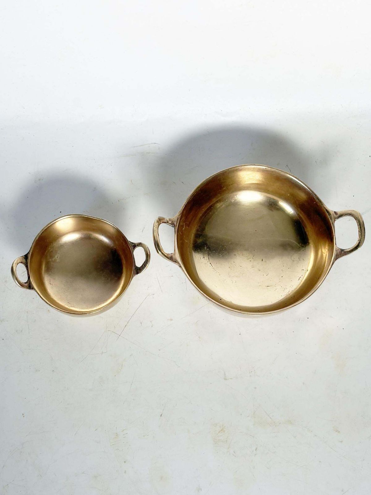 Two Brass Trinket Trays, Beautiful Antique Patina, France, 1950 photo for sale