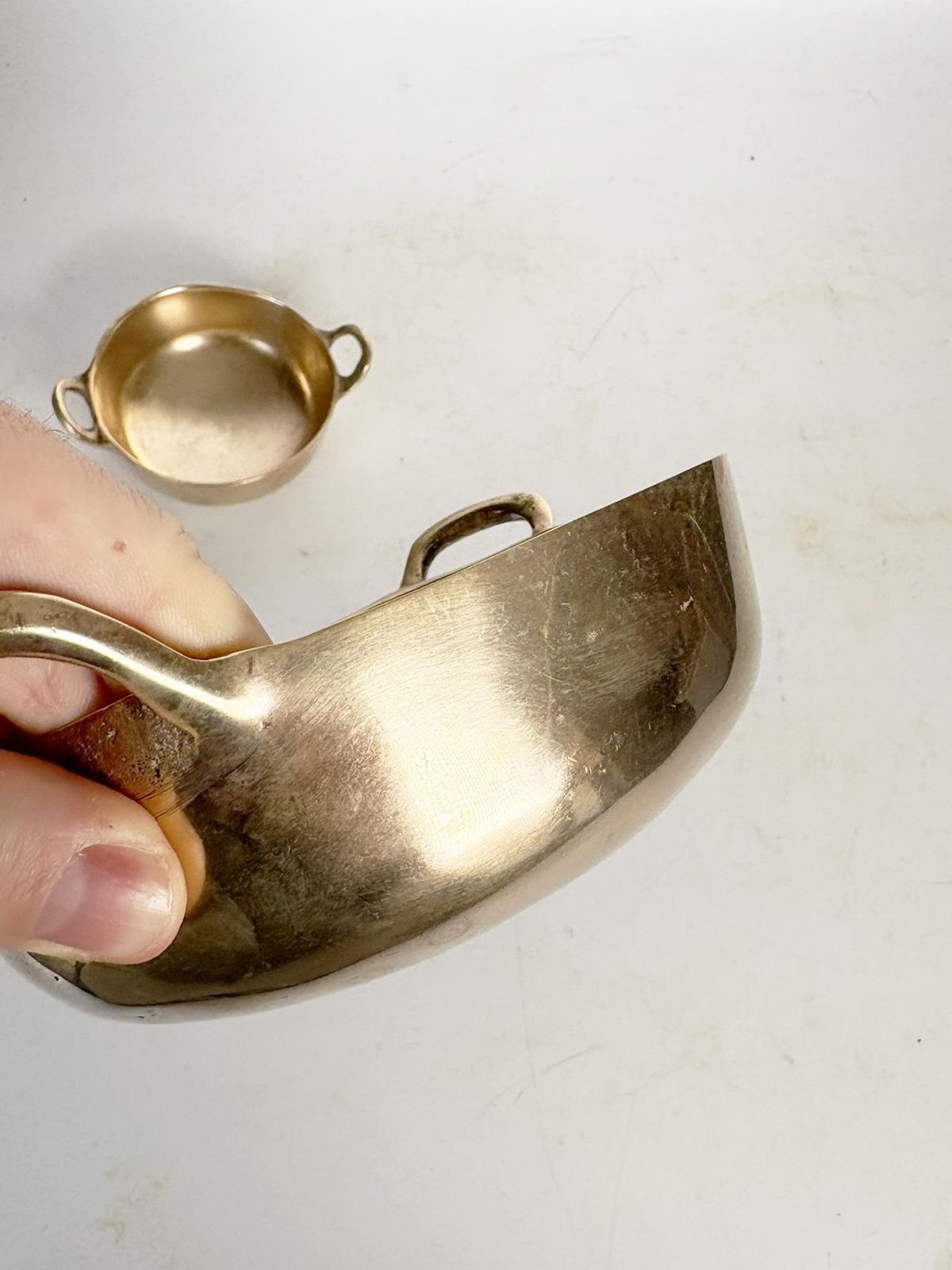 Two Brass Trinket Trays, Beautiful Antique Patina, France, 1950 photo vintage