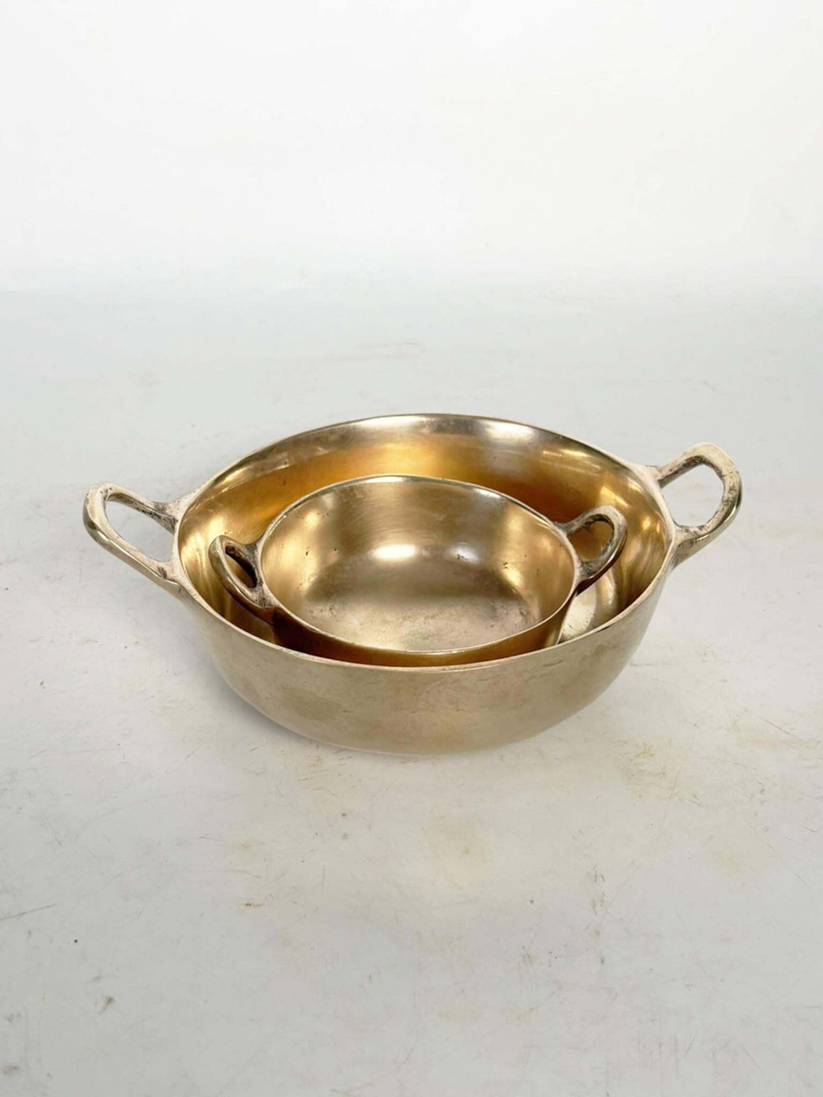 photo furniture Two Brass Trinket Trays, Beautiful Antique Patina, France, 1950