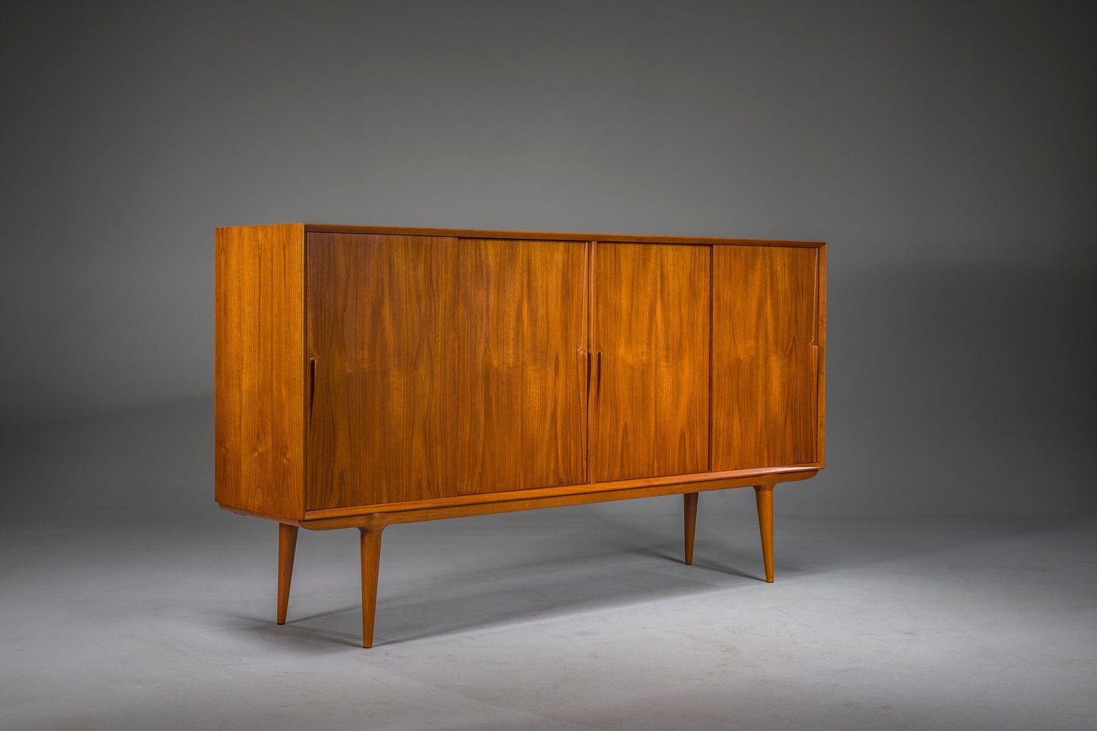 Model 19 Teak Highboard By Gunni Omann For Omann Jun, Denmark, 1960s