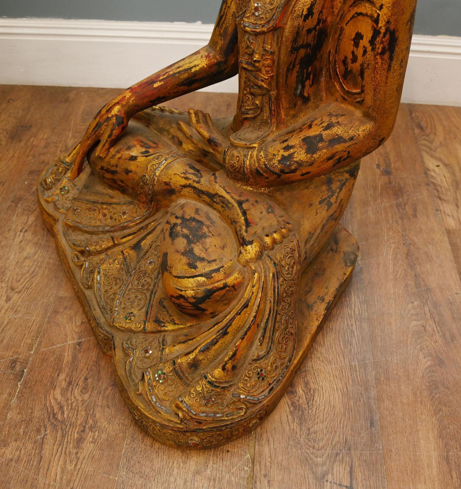 Nepalese Nepalease Statue Buddhism Meditation Pose Carving Nepal photo vintage