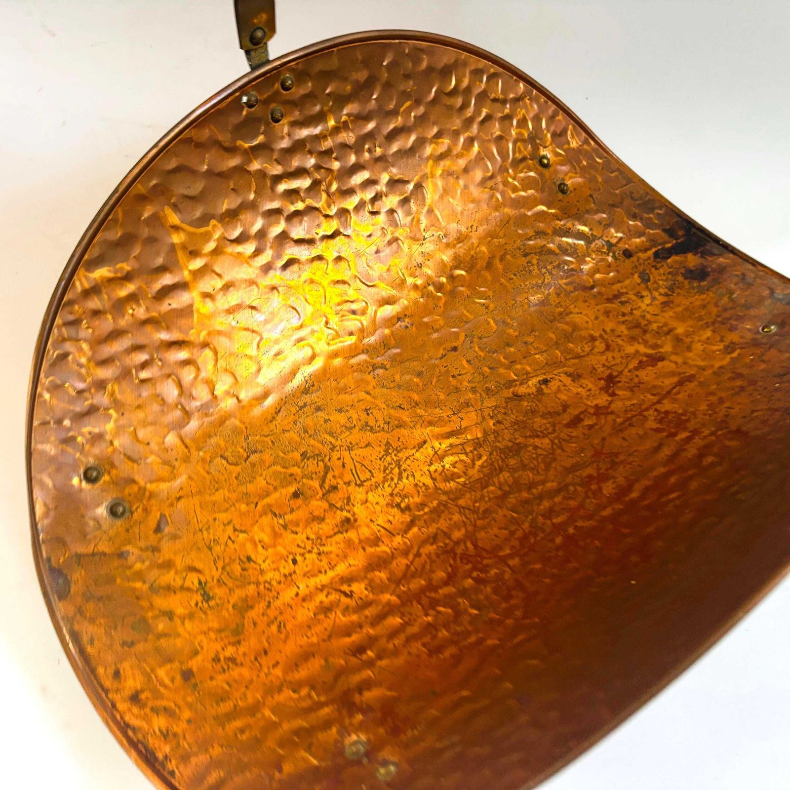 Rare Antique Century English Hammered Copper & Brass Log Layer With Hallmark, C.1870 photo for sale