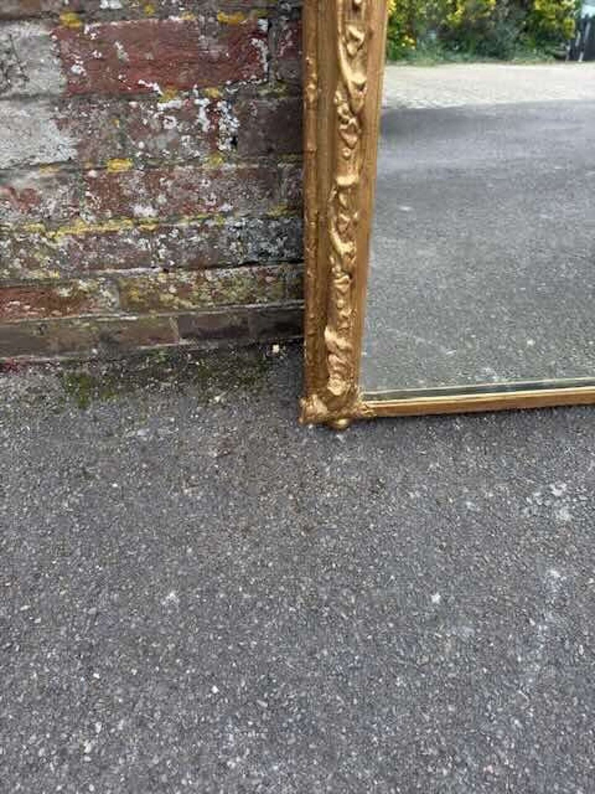A Stunning Large Antique English 19th C Carved Wood & Gesso Gilt Overmantle Mirror. photo 1495.0