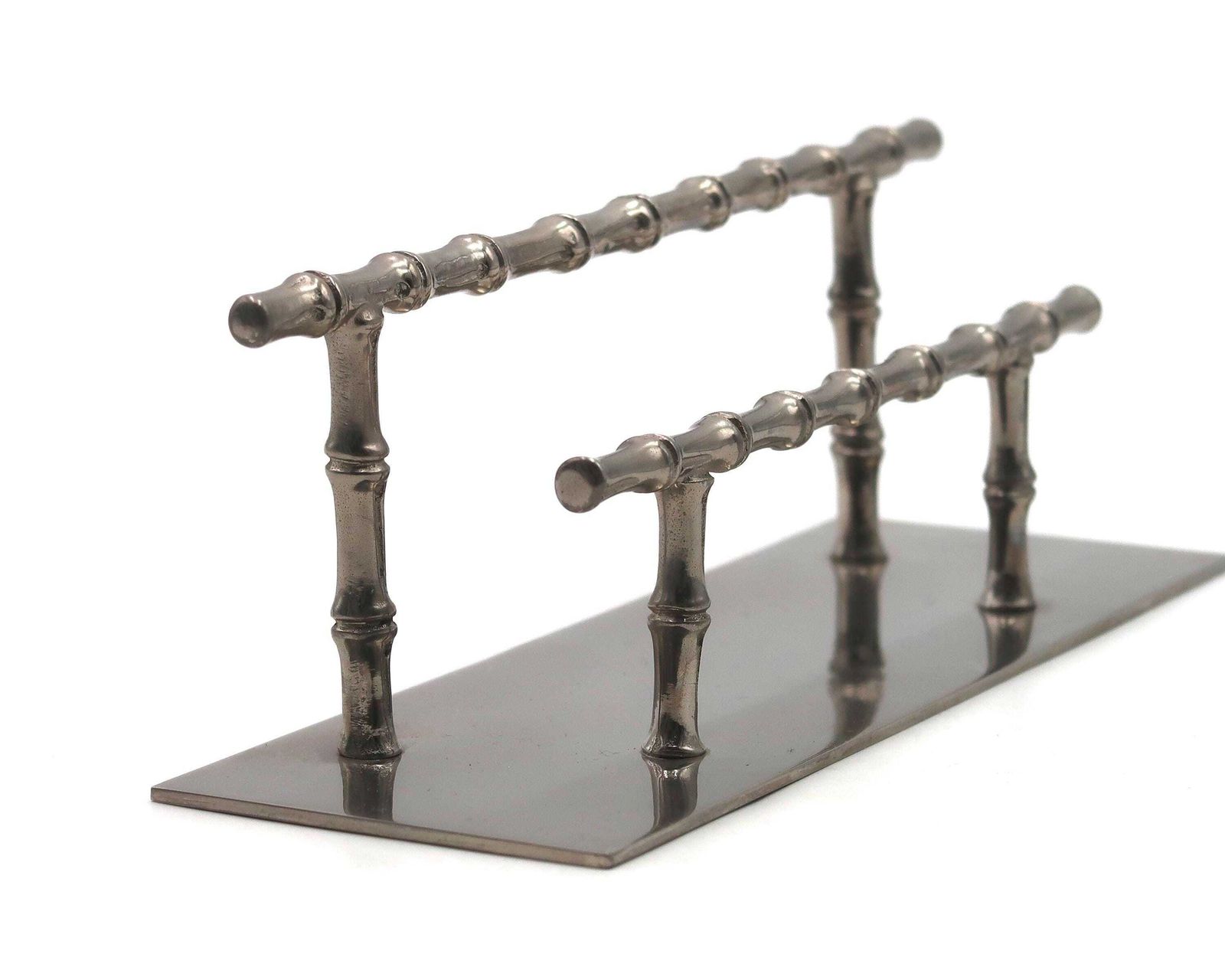 French Silver Metal Bamboo Letter Holder, 1950s / Desk Organizer, Rack, Home Decor