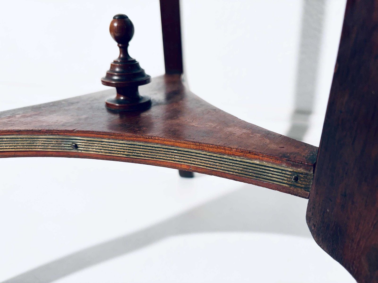 photo vinterior Antique Round Louis XVI Wooden Flower Table Jardiniere With Ceramic Tile Tree Motif / 1890s France