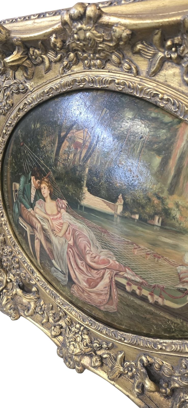 1509.58 Coppia Di Oli Su Tela D'epoca Scene Galanti Settecentesche Firmati photo