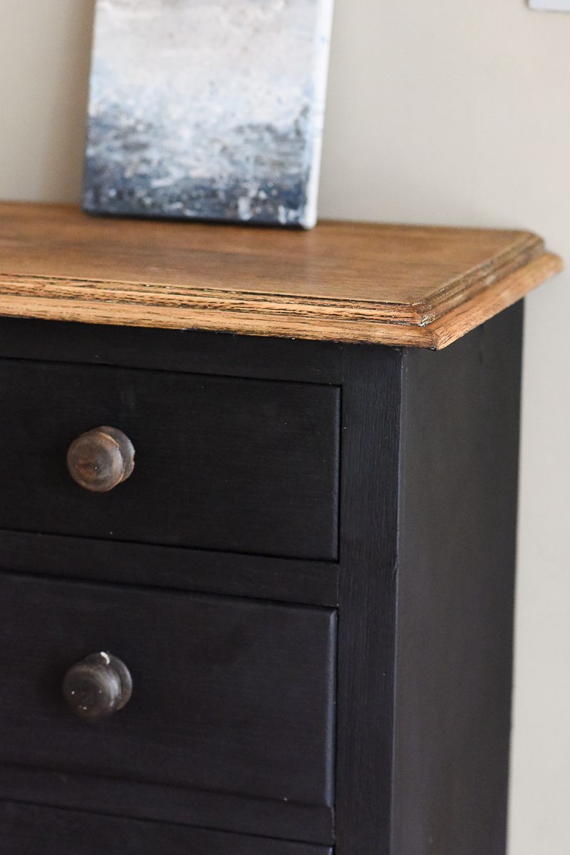 Rustic Black Chest Of Drawers In Oak. photo 260.0