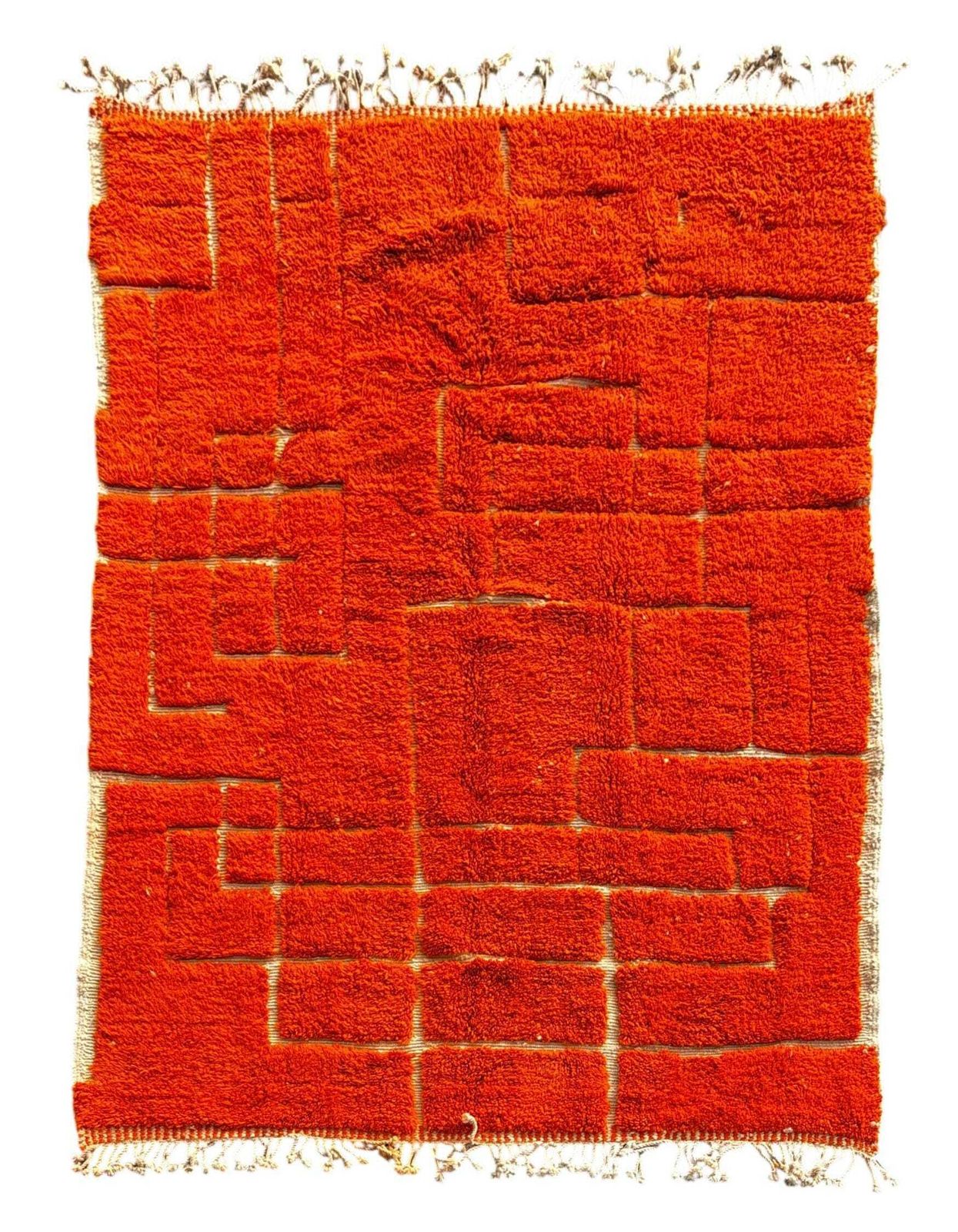 Handmade Moroccan Mrirt Rug – Burnt Orange Wool Rug 200x300 Cm – Modern Textured Carpet – Bold Abstract Design – Large Living Room Area Rug photo furniture
