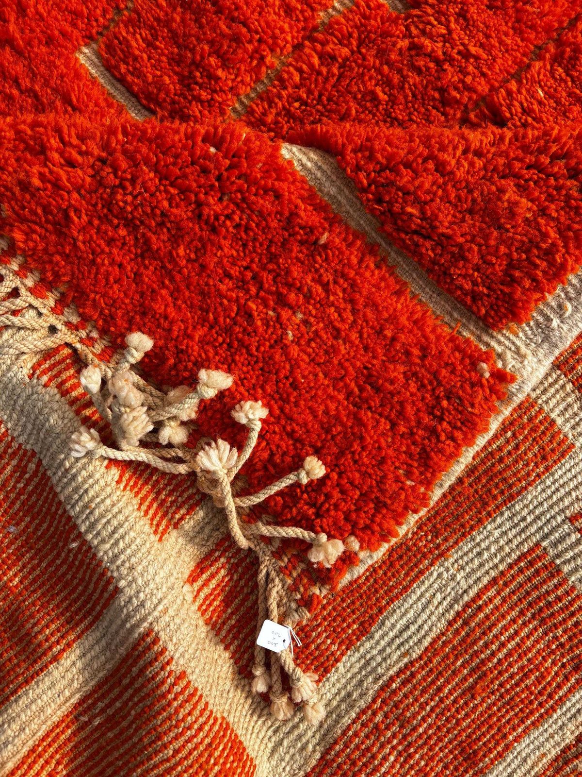 Handmade Moroccan Mrirt Rug – Burnt Orange Wool Rug 200x300 Cm – Modern Textured Carpet – Bold Abstract Design – Large Living Room Area Rug photo Textiles