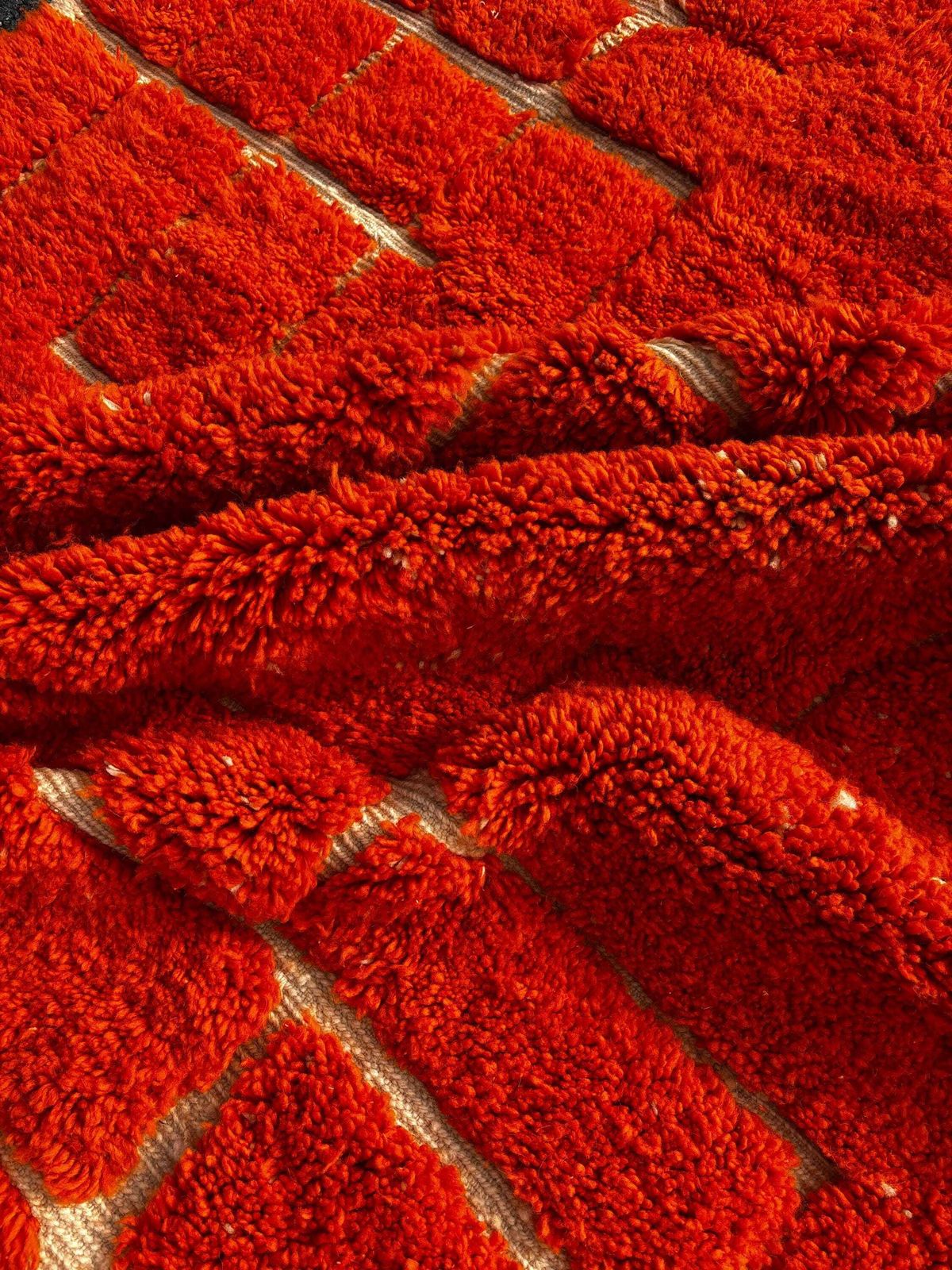 Handmade Moroccan Mrirt Rug – Burnt Orange Wool Rug 200x300 Cm – Modern Textured Carpet – Bold Abstract Design – Large Living Room Area Rug photo 1219.0