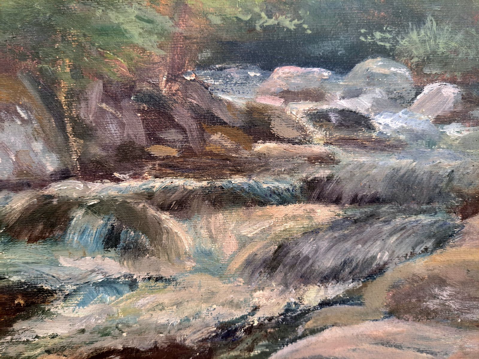 65.0 Vintage Oil Painting Of River Dart, Devon | Signed photo