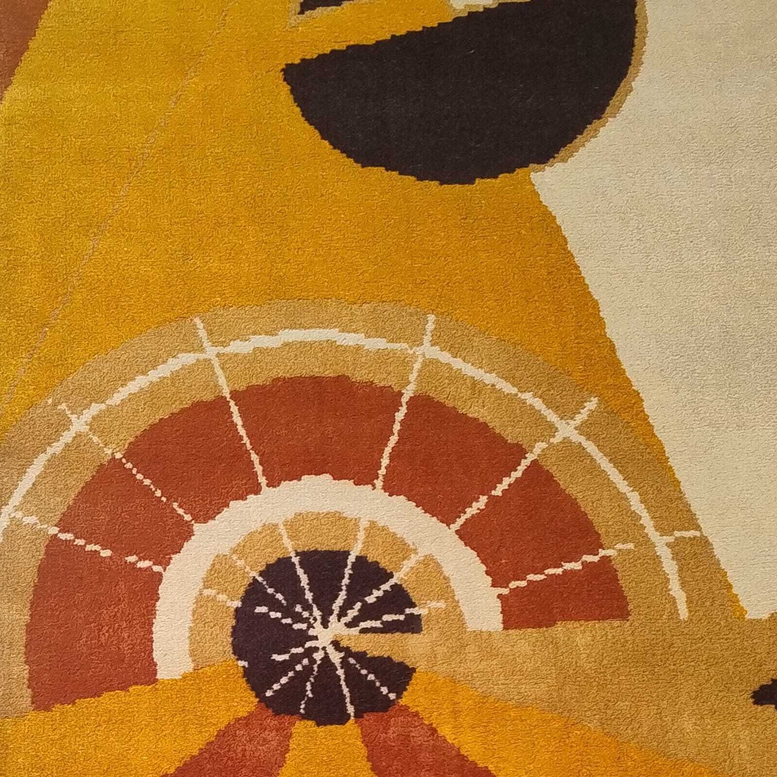 photo for sale 1950s Extremely Rare Pair Of French Constructivist Pure Wool Rugs / Tapestries