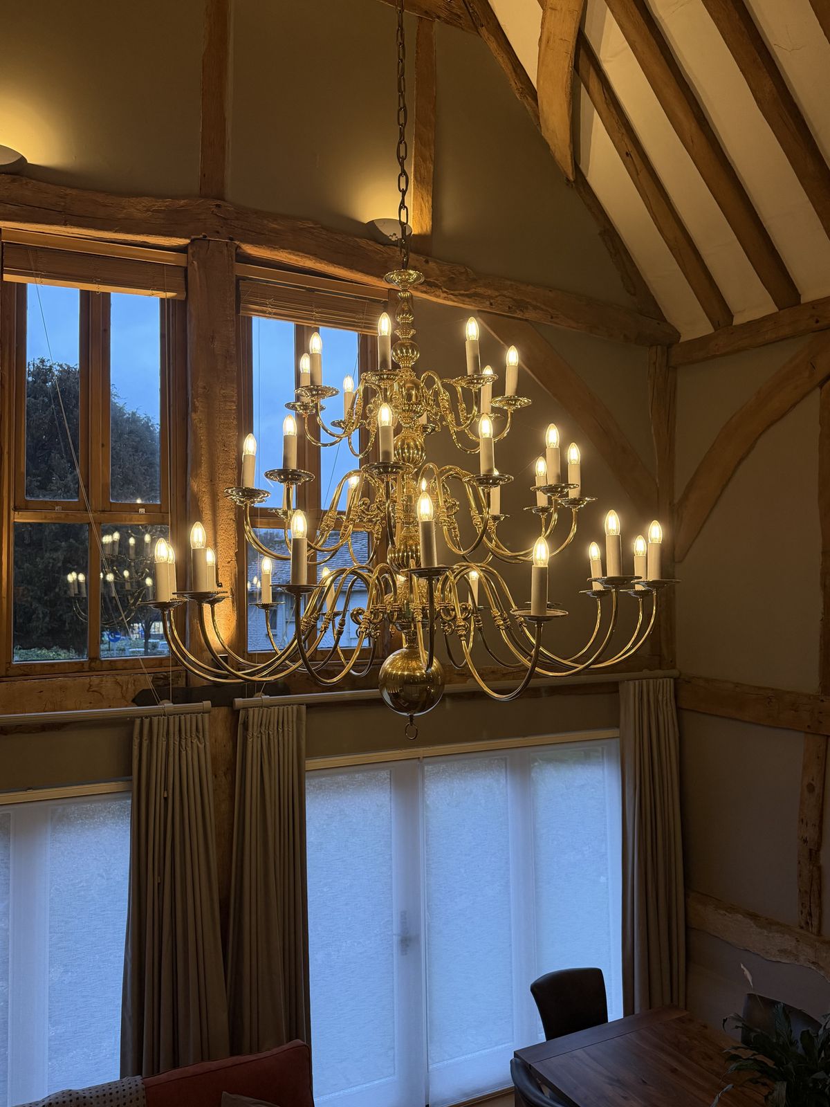 Flemish Brass Chandeliers   Set Of 3 photo for sale