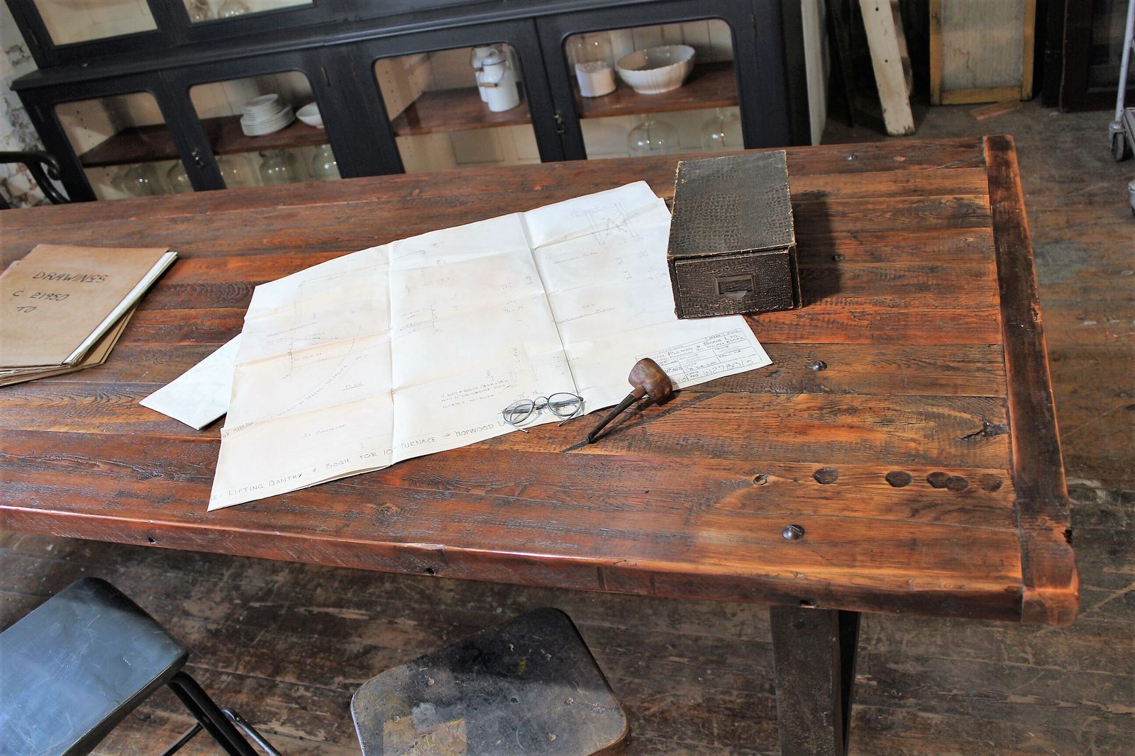 Furniture Large Old Mill Factory Table/Kitchen Island Vintage Industrial Salvage Vintage photo