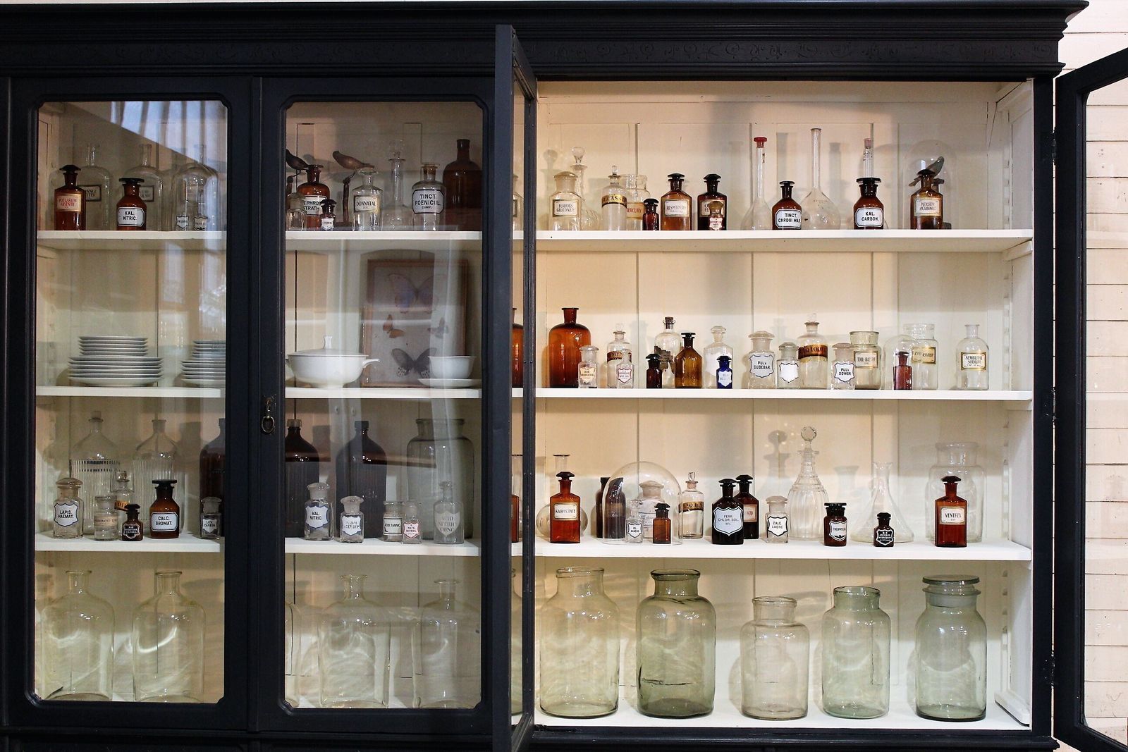 Furniture Large Old Painted Budapest Chemists/Pharmacy Shop Display Cabinet Vintage photo