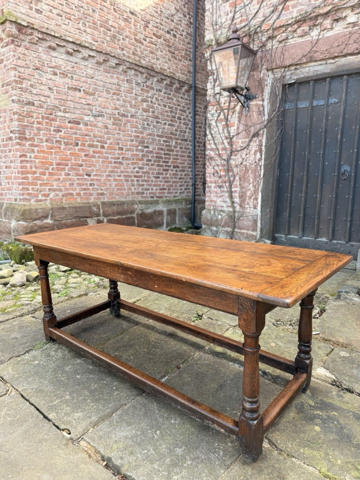 Antique English Country Rustic Farmhouse Refectory  Kitchen Dining Table C1850 photo for sale